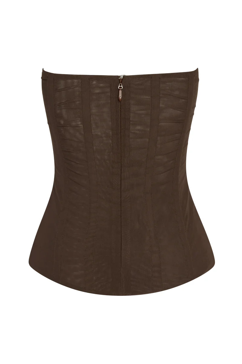 Leau Muse Mesh Corset Brown