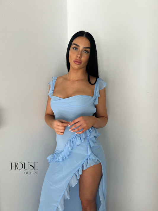 House of CB Ariela Ruffle Dress Blue