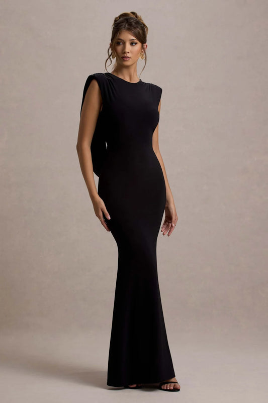 Club London To The Moon Cowl Back Dress Black
