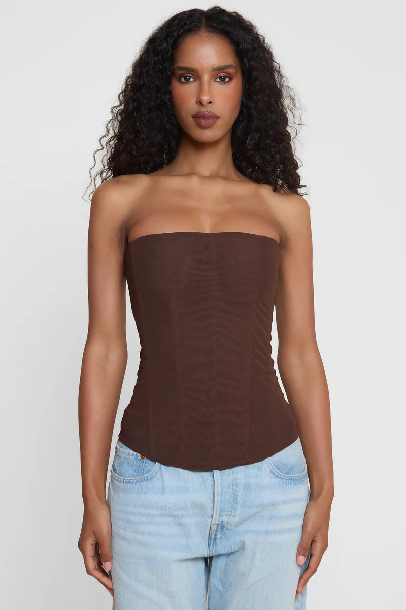 Leau Muse Mesh Corset Brown