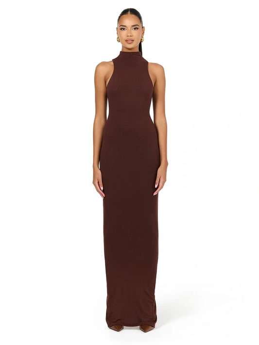 Naked Wardrobe Sleeveless Dress Chocolate