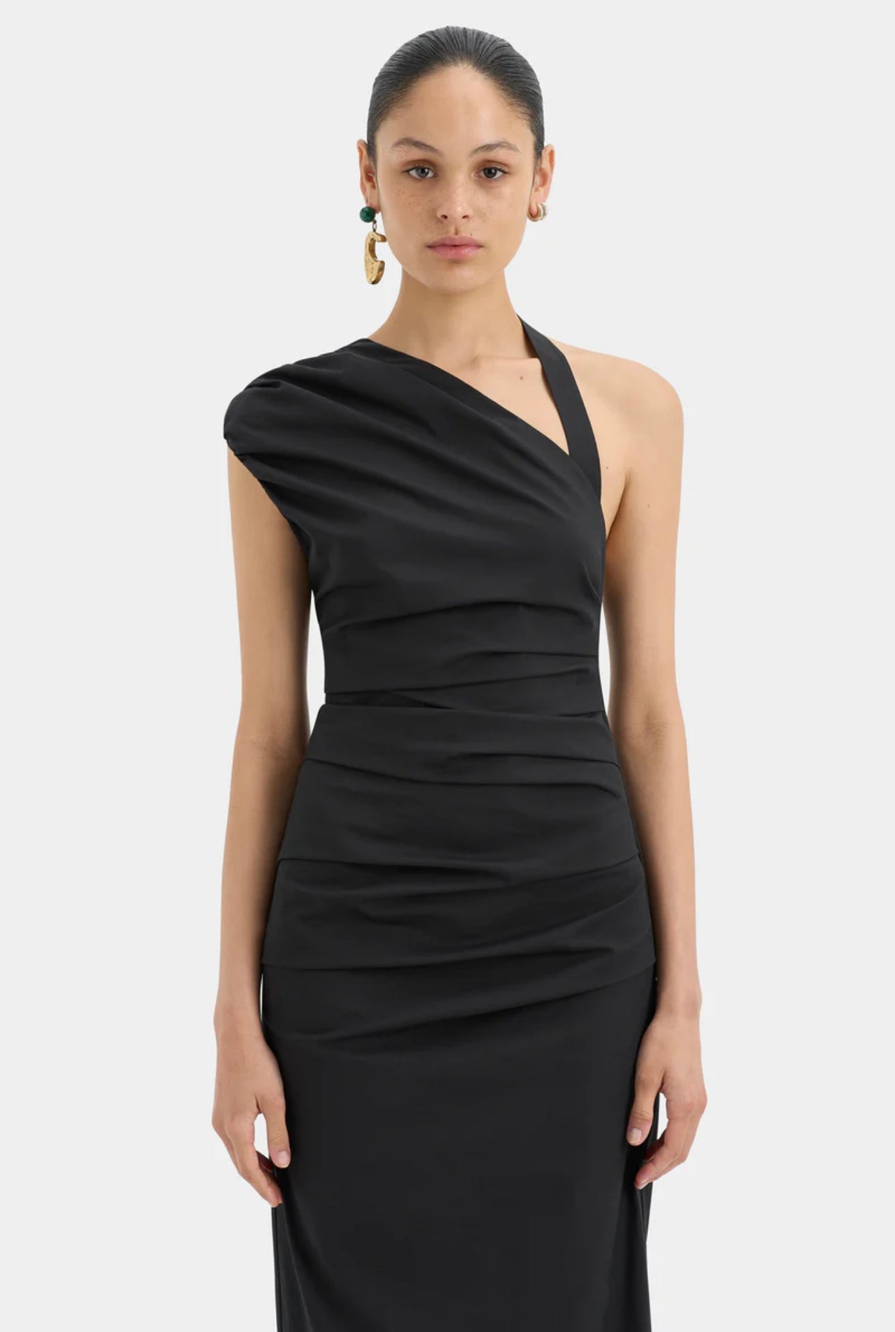 Sir The Label Giacomo Gathered Gown Black