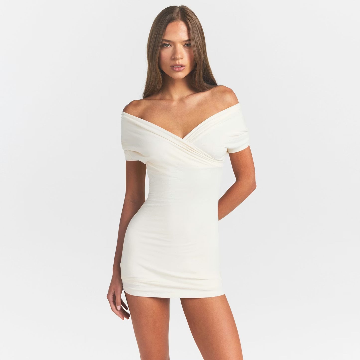 Skims Wrap Mini Dress Marble