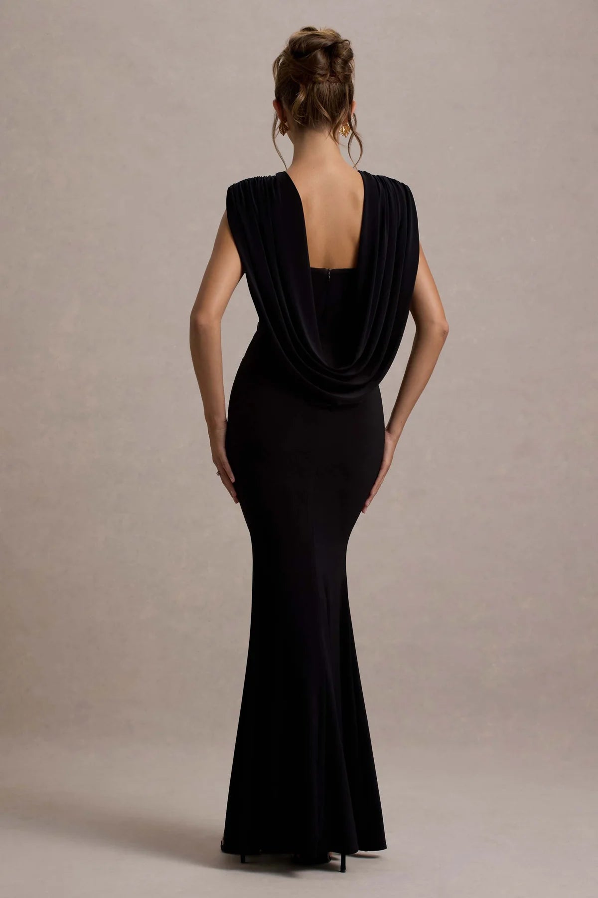 Club London To The Moon Cowl Back Dress Black