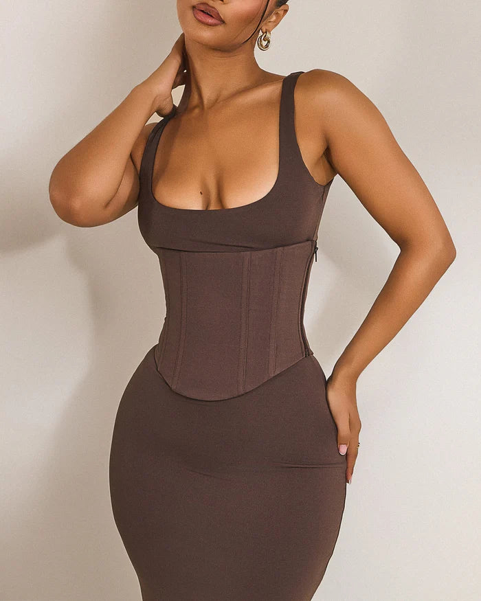 Mars The Label Sandra Scoop Maxi Brown