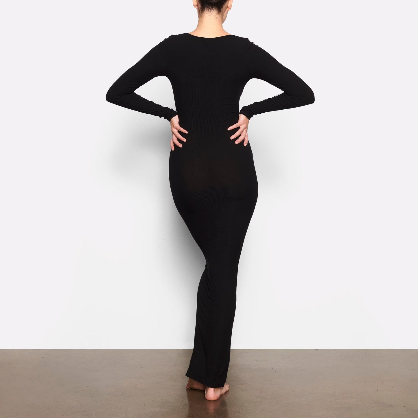 Skims Lounge Long Sleeve Dress Black