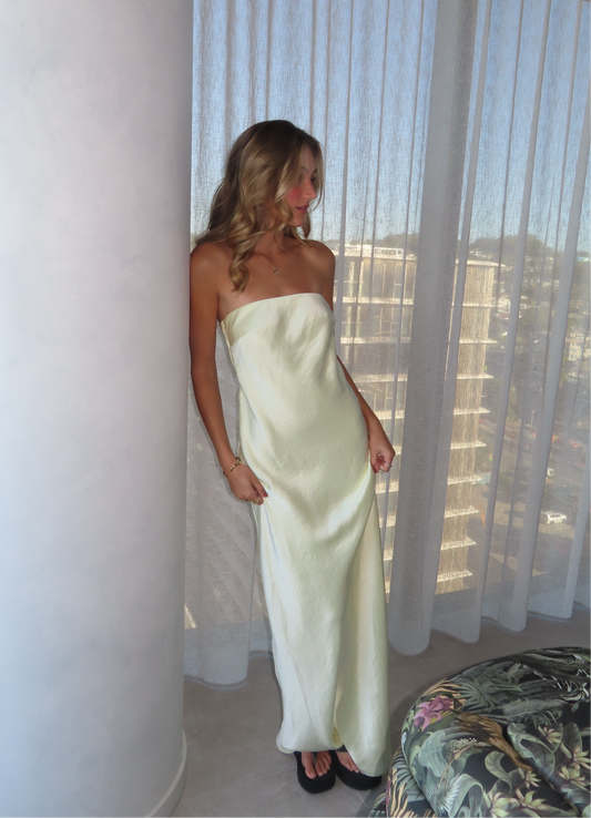 Bec & Bridge Austen Strapless Maxi Dress Ice Yellow