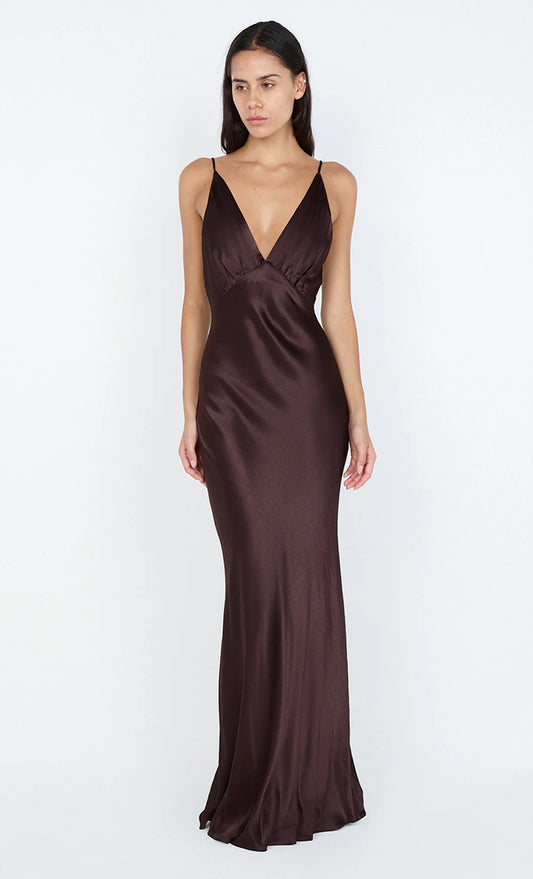 Bec & Bridge Moon Dance V Maxi Dress Dark Chocolate