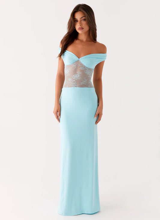 Infatuation Lace Maxi Dress Turquoise