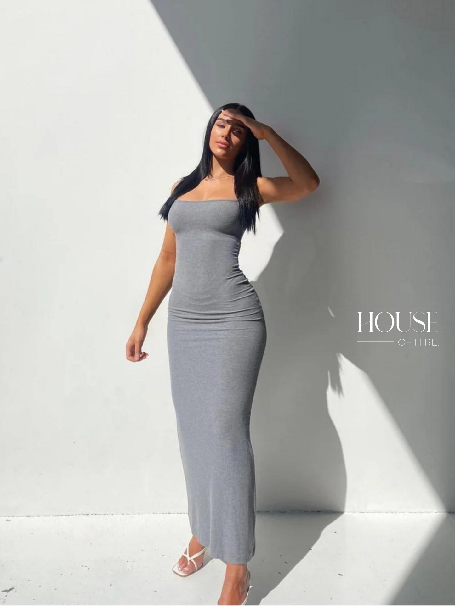 Skims Soft Lounge Long Slip Dress Heather Grey – House of Hire Skims Soft Lounge Long Slip Dress Heather Grey – House of Hire