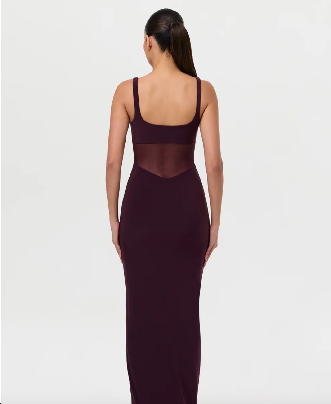 Naked Wardrobe Hourglass Mesh Contrast Dress Plum