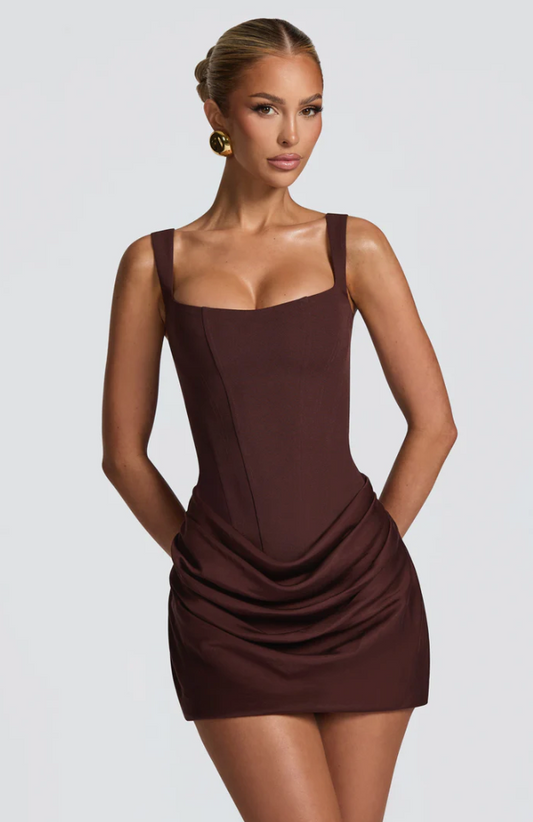 Babyboo Fashion Cornelia Mini Dress Plum Brown